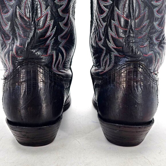 Vintage Nocona Exotic Black Teju Lizard Cowboy Boots Mens 10D Western Reptile - Picture 10 of 15